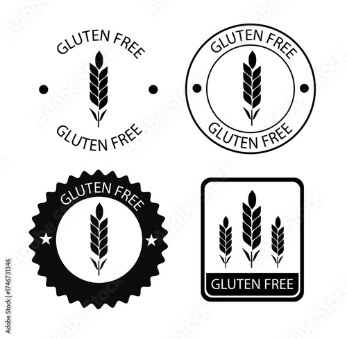 Gluten free label for packaging. No gluten icon. Food free. Vector illustration
