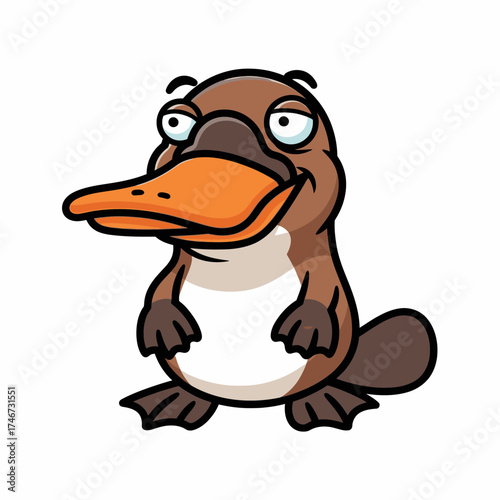 Cartoon platypus character with a quirky expression standing upright  