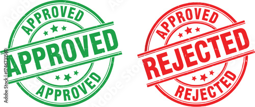 approved and rejected stamp vector set for business projects decisions and presentation graphics