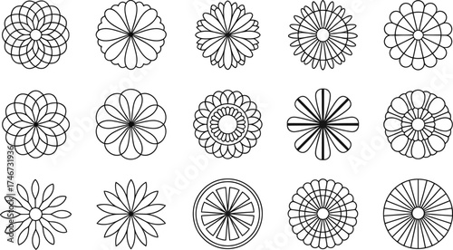 Vector art of set of flower icons.