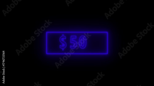Glowing neon line 1 hundred dollar counter Animation, 1 from 0 to 100$, video introduction counter for the reaching dollar. financial, glow, glowing, graph, graphic