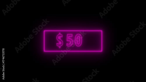 Glowing neon line 1 hundred dollar counter Animation, 1 from 0 to 100$, video introduction counter for the reaching dollar. financial, glow, glowing, graph, graphic, icon, 