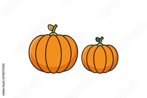 Pumpkin collection, isolated vector pack, Thanksgiving holiday isolated on white
