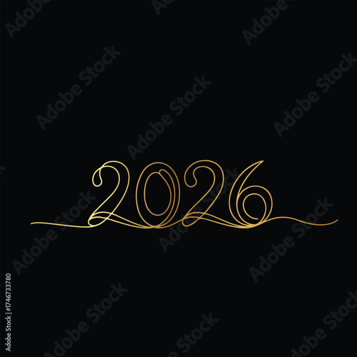 Gleaming 2026 numbers design with textured gradient effect dynamic celebration year