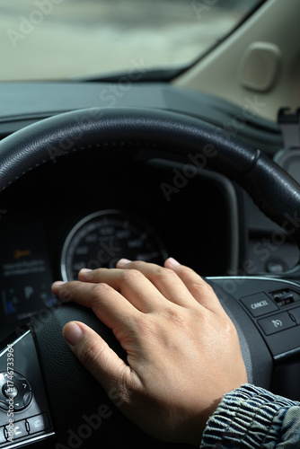 The sudden sound of a car horn startled pedestrians and they turned to look