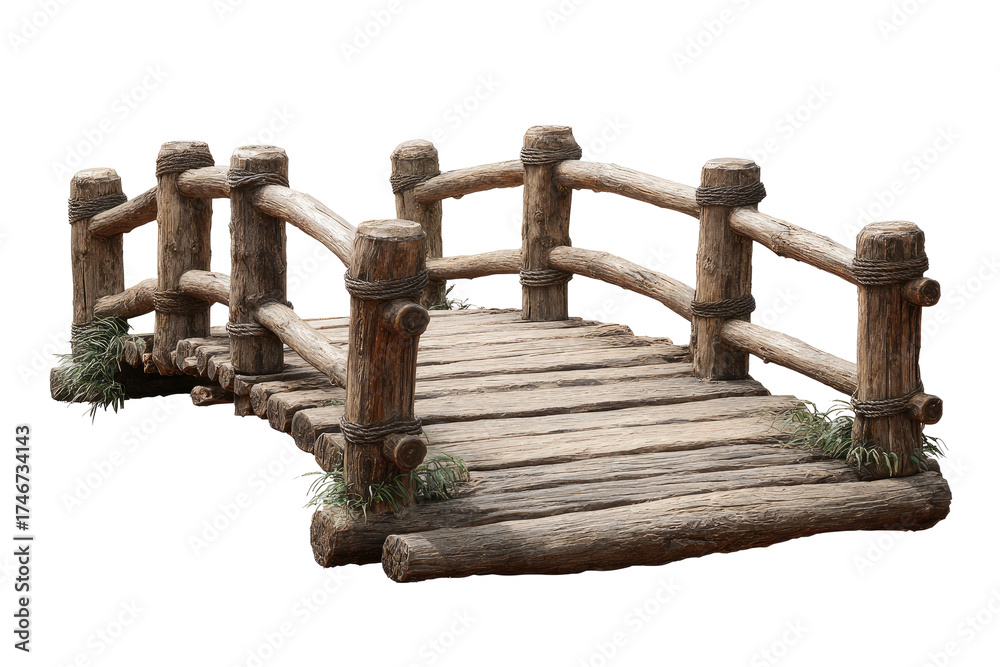 Naklejka premium Rustic wooden garden bridge