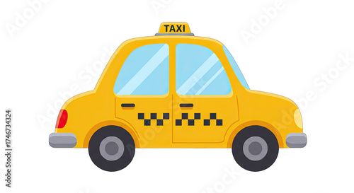Cartoon yellow taxi cab with checkerboard pattern