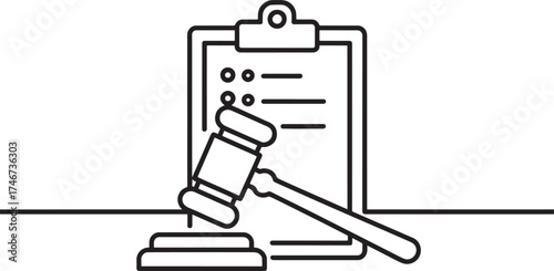 Gavel and Document Icon Representing Law and Justice hammer judge