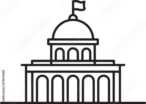 Government building with arches and a flag on top architecture capitol