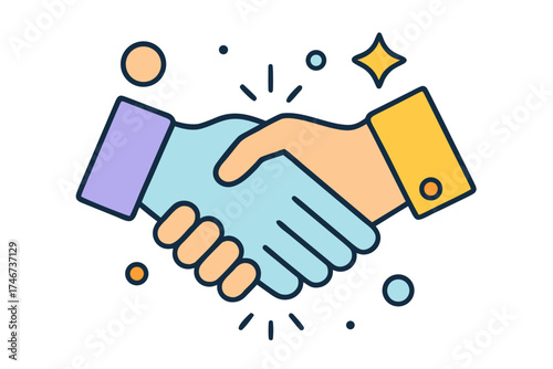 Vibrant Partnership Handshake Icon: Celebrating Agreement & Trust