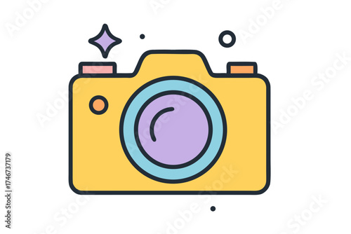 Retro-Inspired Photography Camera Icon with Star Accent
