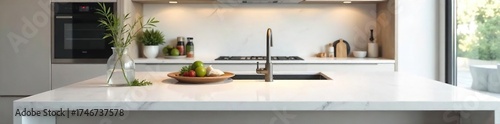 Sleek Minimalist White Kitchen Spacious Countertop Perfect for Cooking and Stylish Living