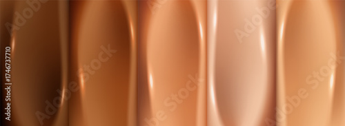 Foundation make up swatches of different color tones collection. Various concealer samples, vector illustration set in realistic style. Beauty and makeup