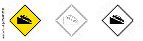 Steep descent traffic sign in vector format