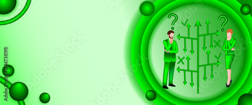 People search decision tree diagram to identifying problems and opportunities in decision making process. 2D horizontal vector illustration.