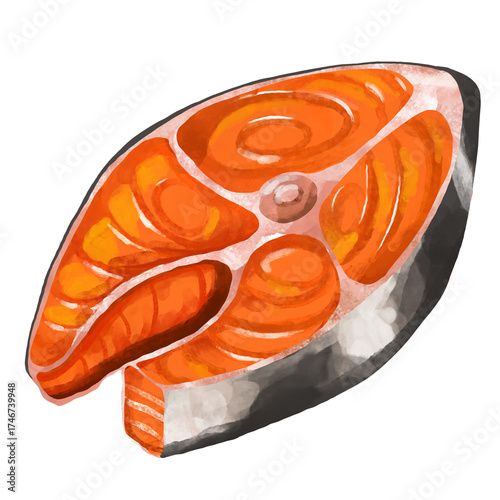 watercolor salmon steak illustration