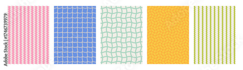 Colorful Seamless Geometric Pattern Set. Abstract Retro Background Collection for Cover, Notebook, Creative Design
