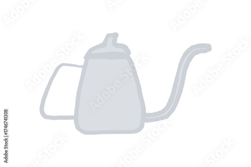 Coffee brewing drip kettle - coffee maker pot. Doodle style hand drawn object. Simple isolated object.