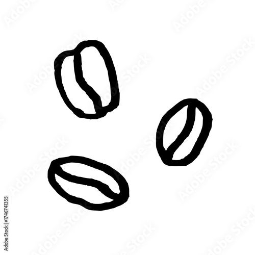 Coffee beans. Doodle style hand drawn object. Simple isolated outline.