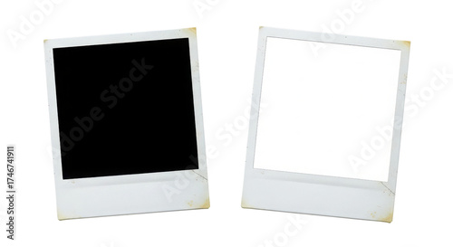 Two blank instant photo frames on white background
