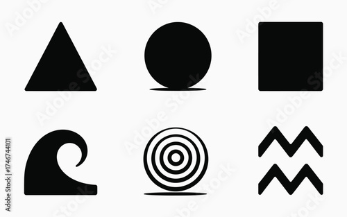 Geometric shapes and symbols vector illustration set icons scalable eps format graphic elements silhouette vector illustration white background