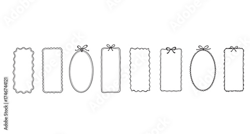  Vector collection of wavy edge frame boxes squiggle curve doodle rectangles and oval sketch background vector art .eps