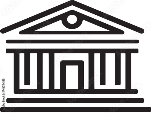 University icon 2D vector line art in a clean minimalist style