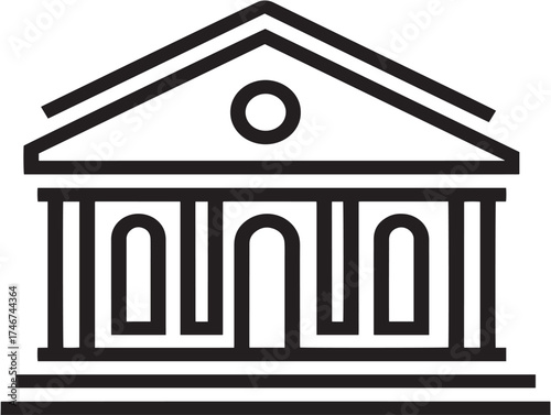 University icon 2D vector line art in a clean minimalist graphic