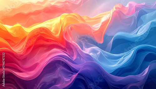 Dynamic waves of color abstract art digital canvas vivid textures visual depth artistic expression