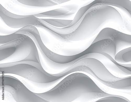 Dynamic white waves abstract background graphic design smooth surface close-up view modern aesthetic