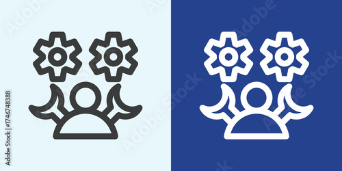 Mechanical Icon Set in Black and White Outline Style