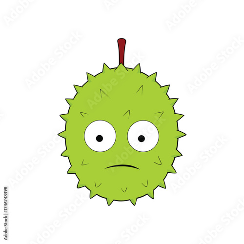 Durian Fruit With Spiky Skin And Funny Disgusted Face Vector
