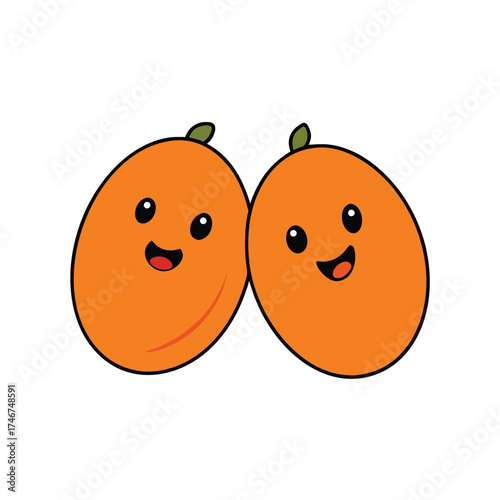 Kumquat Small Oval Fruits With Giggling Faces Illustration