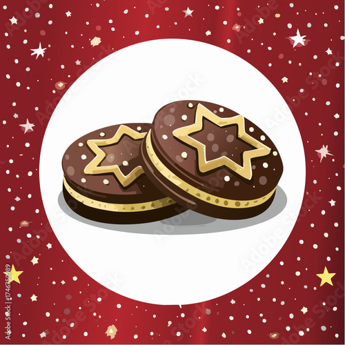 Schokoladenplätzchen mit rotem Hintergrund
