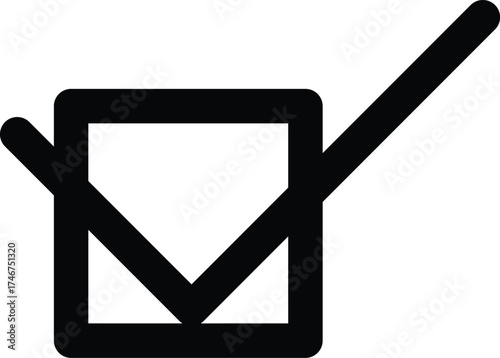 Simple single icon with black and white line art, productivity theme in the form of a task reminder