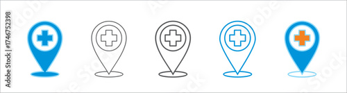 hospital location multiple style in different line thickness