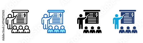 Business Presentation icon Multi Style Vector Illustration