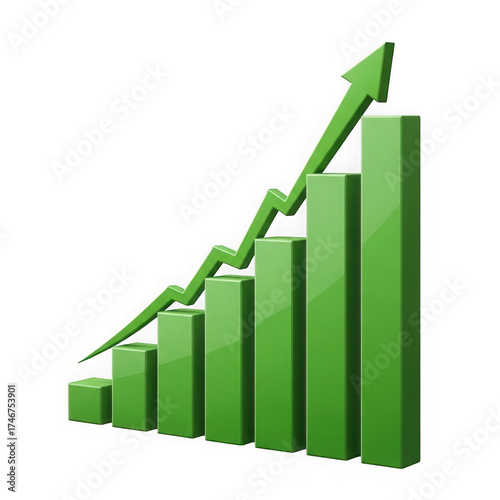 Green bar graph with upward trending line chart isolated on a transparent background Free Download Green bar graph with upward trending line chart isolated on a transparent background - GFXLoad