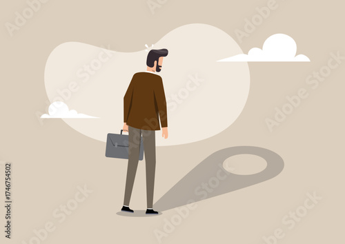 A businessman trying to find the key to their inner self