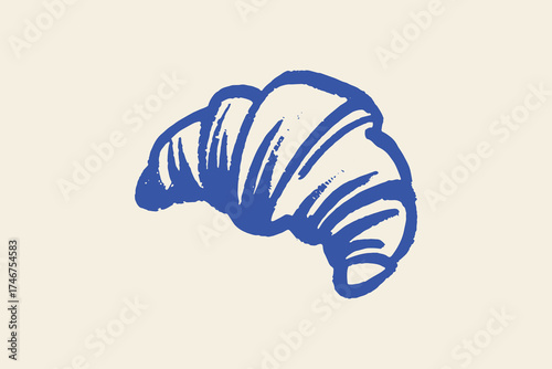 Croissant hand drawn sketch bold outline bakery food vector illustration