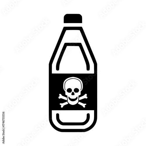 Beware poison liquid, skull and crossbones in bottle for danger caution, toxic warning, original vector