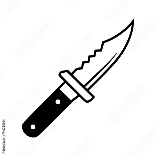 Sharp tactical knife illustration, perfect for camping, survival, or outdoor adventure themes