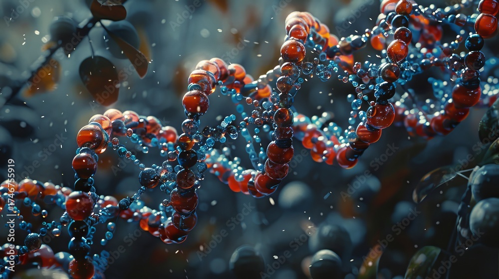Naklejka premium Dna double helix structure representing biotechnology and bioethics