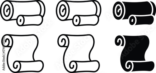 Collection of Scroll Icons in Varying Styles for Design Projects