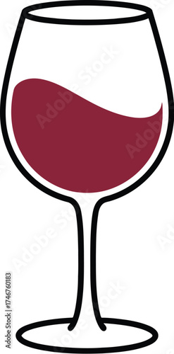 Red wine glass vector illustration for wine tasting and beverage concept art