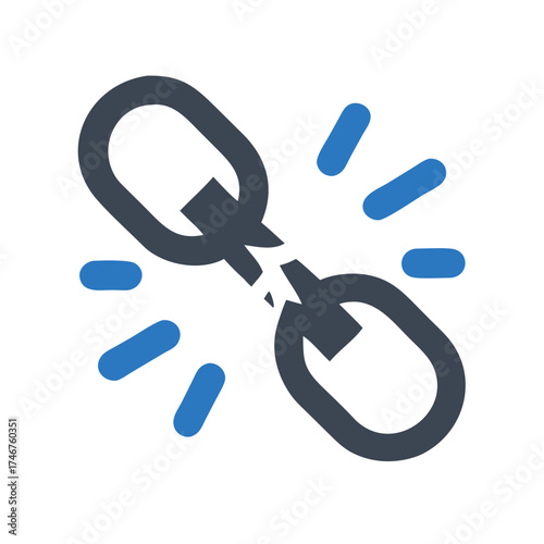 Broken chain icon representing disconnection in digital communication  