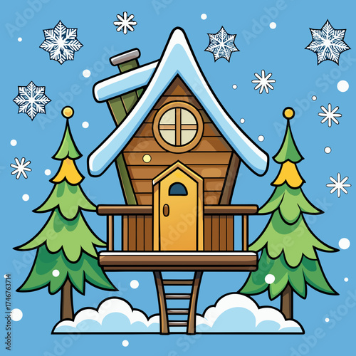 winter landscape with house