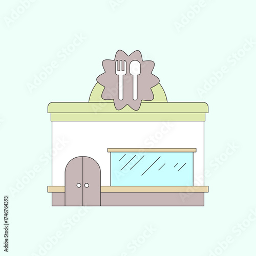 restaurant with soft colors. canteen. building. vector illustration