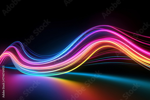 Futuristic Cyberpunk Light Streaks, Dynamic Data Transfer Visualization