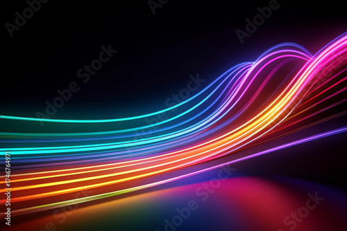 Futuristic Cyberpunk Light Streaks, Dynamic Data Transfer Visualization